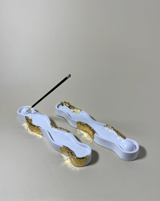 White Wave Incense Burner - Set of 2