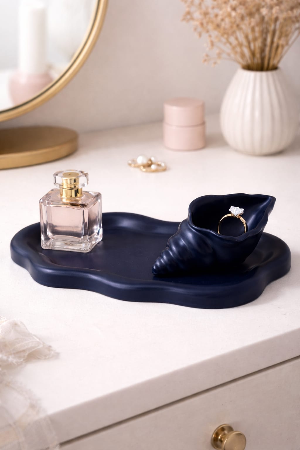 Midnight Shell Jewelry Tray Set